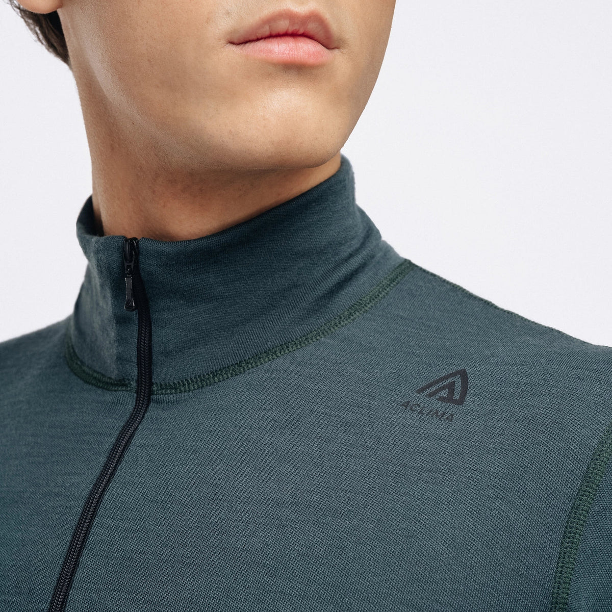 Aclima - WarmWool 200g Mock Neck Herre Uldtrøje // Green Gables-6-XtraGrej