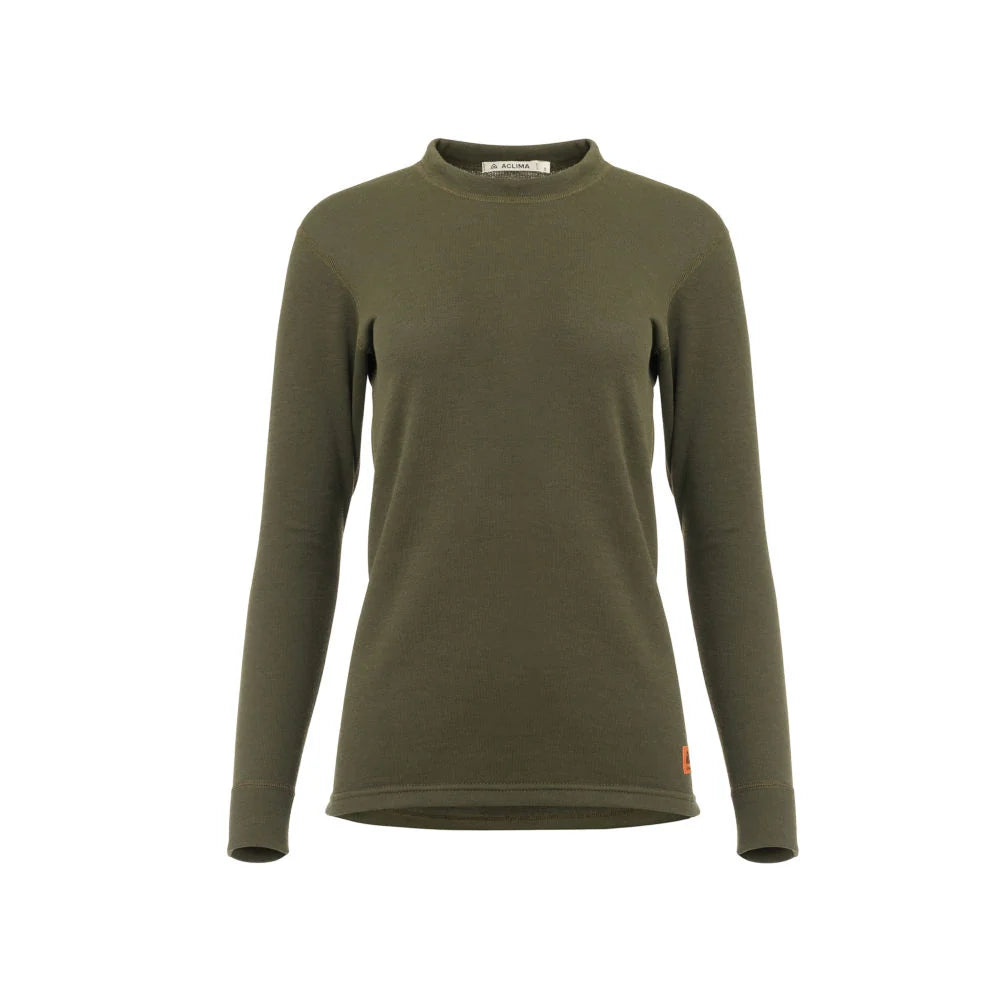 Aclima - WoolTerry 220g Dame Crew Neck // Olivengrøn-1-XtraGrej
