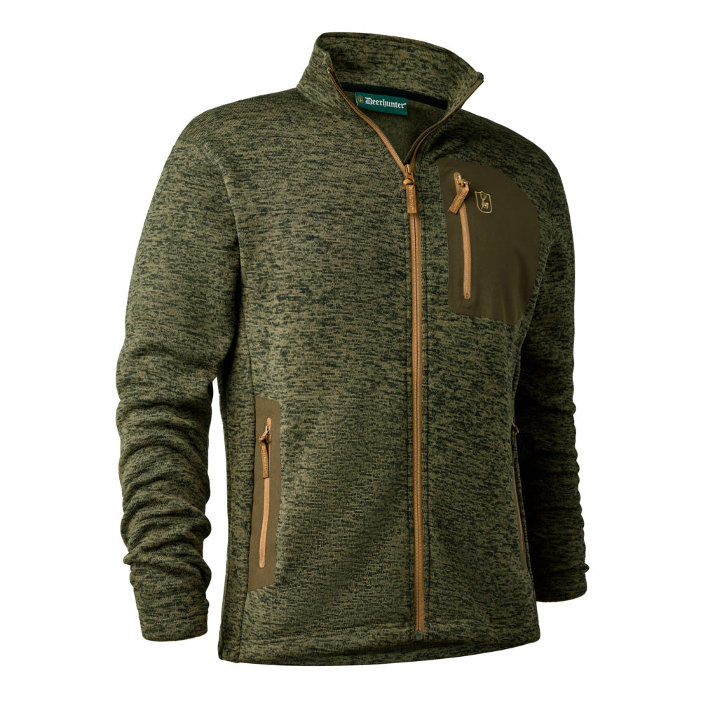 Deerhunter - Sarek Strikjakke Olive Night Melange-1-XtraGrej