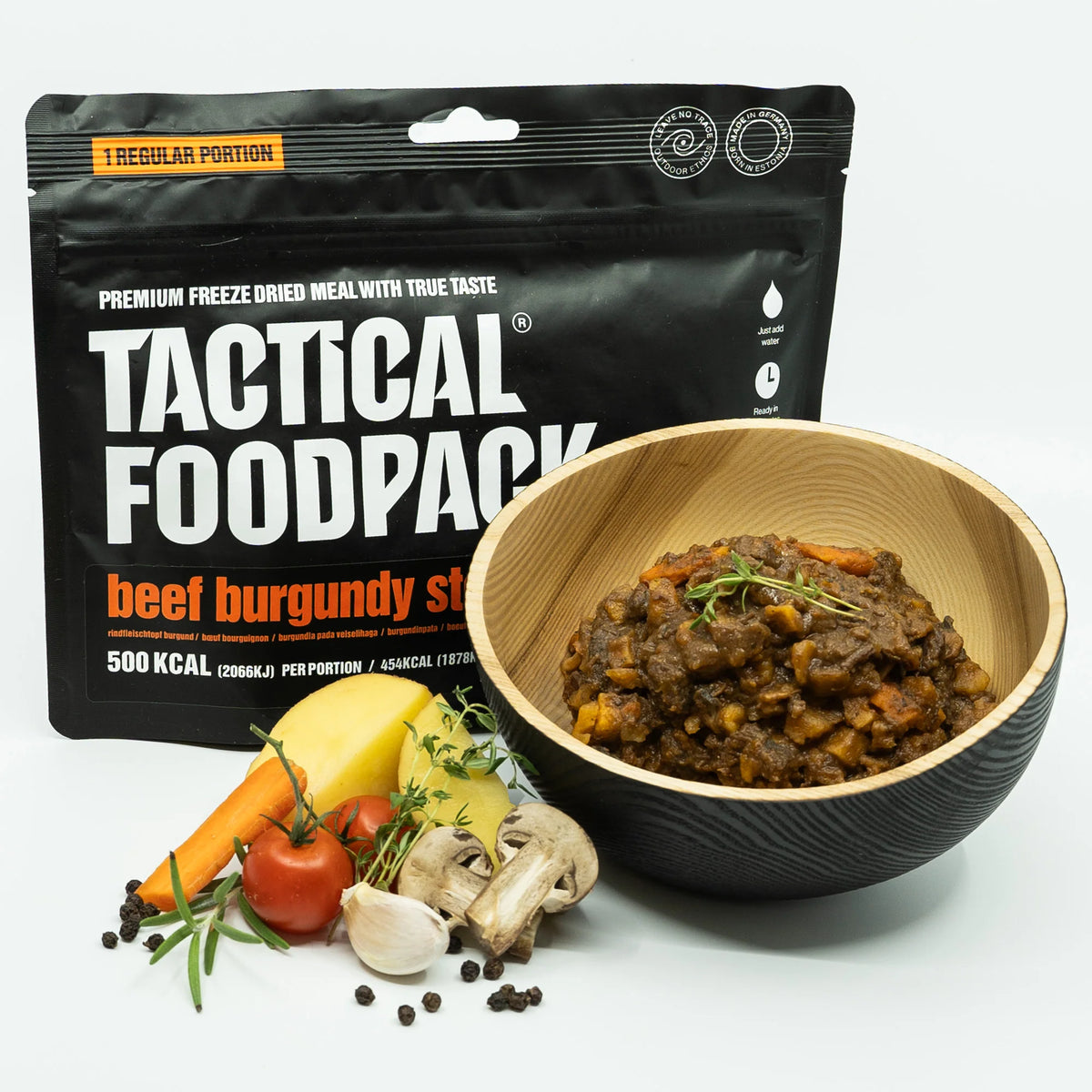 Tactical Foodpack - Burgundy Stew med oksekød, 500 kcal-2-XtraGrej