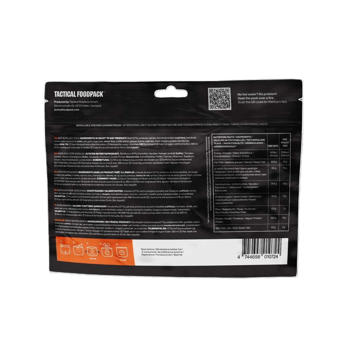 Tactical Foodpack - Burgundy Stew med oksekød, 500 kcal-3-XtraGrej