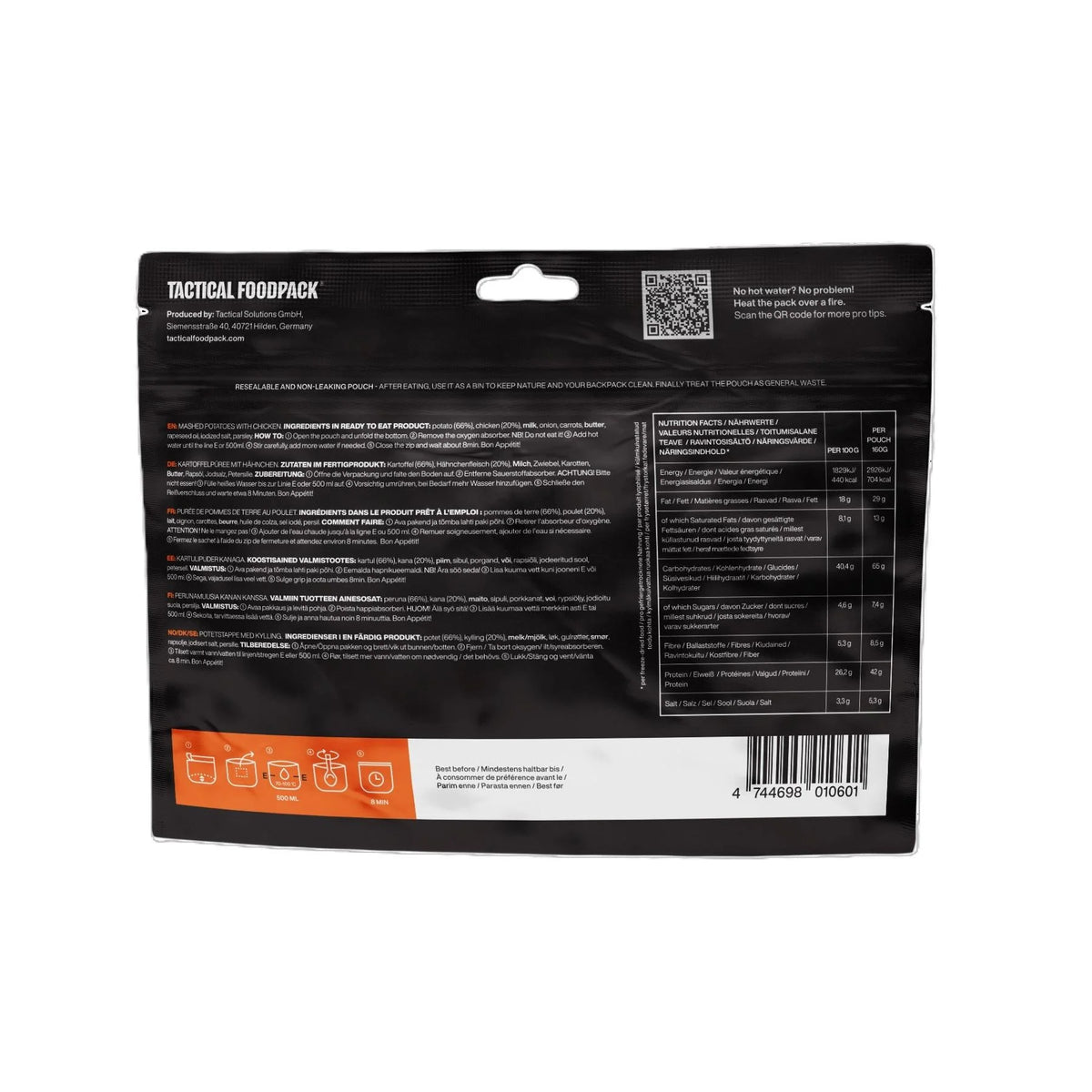 Tactical Foodpack - Kartoffelmos med Kylling - Stor Portion, 704 Kcal-3-XtraGrej
