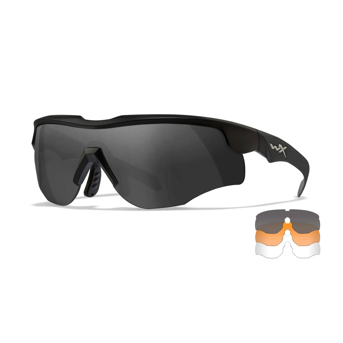 Wiley X - ROGUE Comm Skydebriller // Sort - 3 Linser-1-XtraGrej