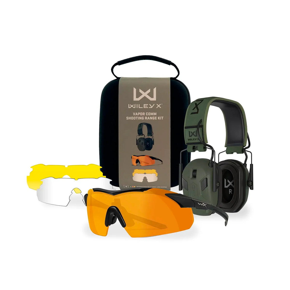 Wiley X - VAPOR COMM Shooting Range Kit med Earmor M300WXJ Aktiv Høreværn-5-XtraGrej