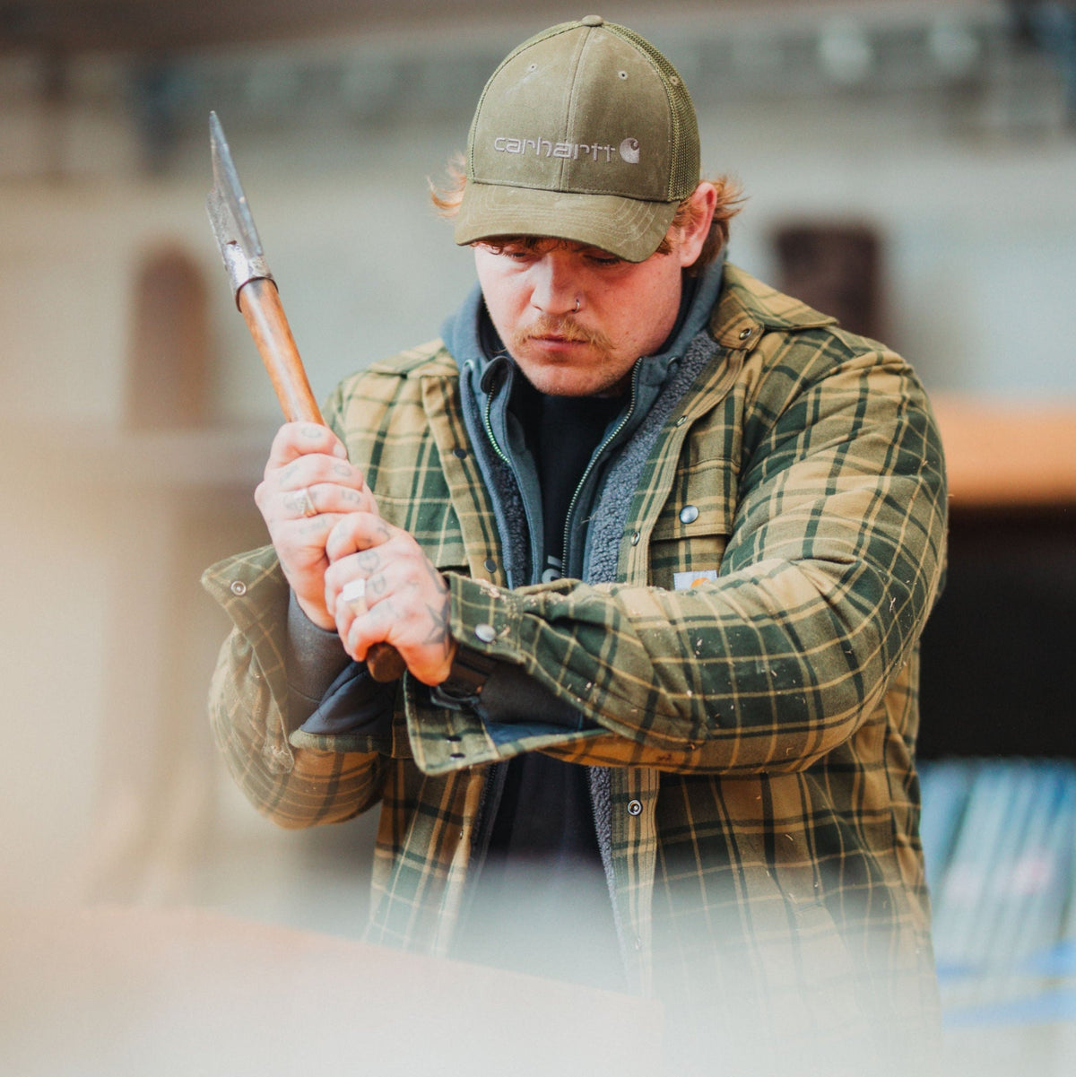 Carhartt - Flannel Sherpa Foret Skjortejakke // Night Fatigue-5-XtraGrej