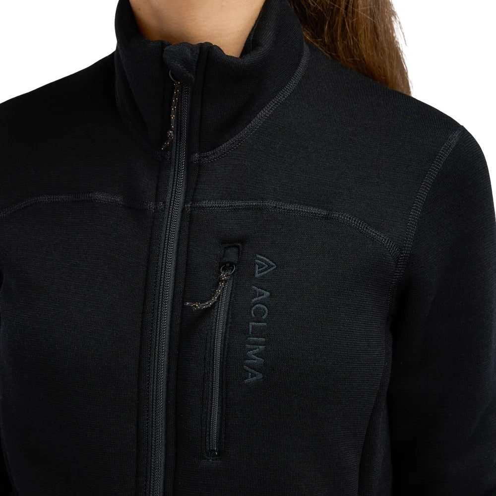 Aclima - FleeceWool Dame Jakke // Jet Black-4-XtraGrej