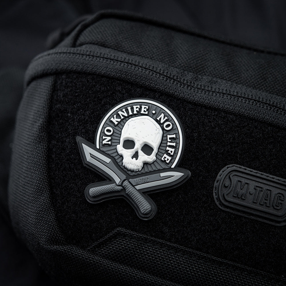 M-Tac patch No Knife - No Life 3D PVC svart och vit