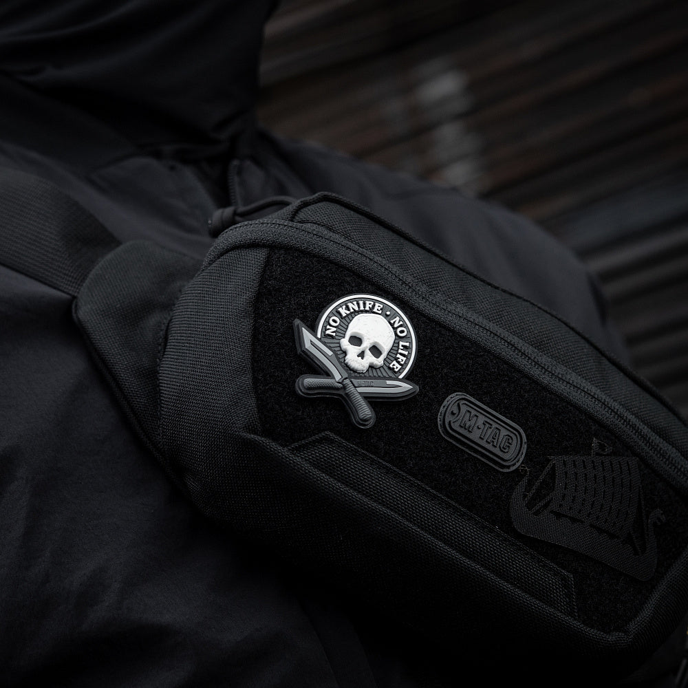 M-Tac patch No Knife - No Life 3D PVC svart och vit