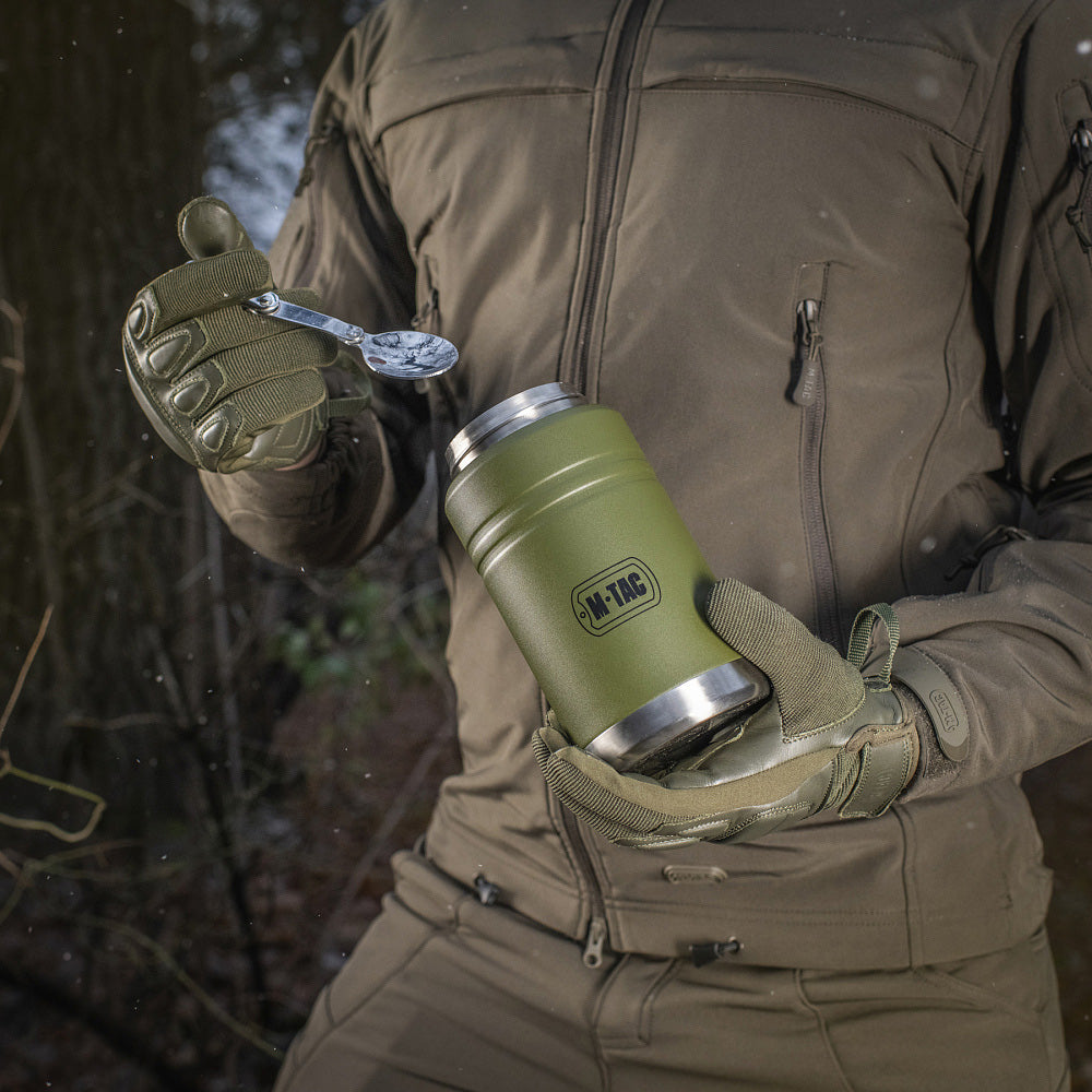 M-Tac Stainless 750 ml Thermos with folding spoon Olive