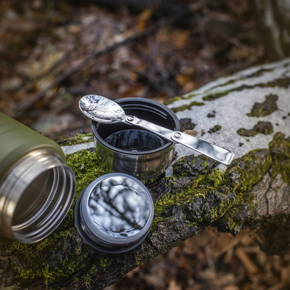 M-Tac Stainless 750 ml Thermos with folding spoon Olive