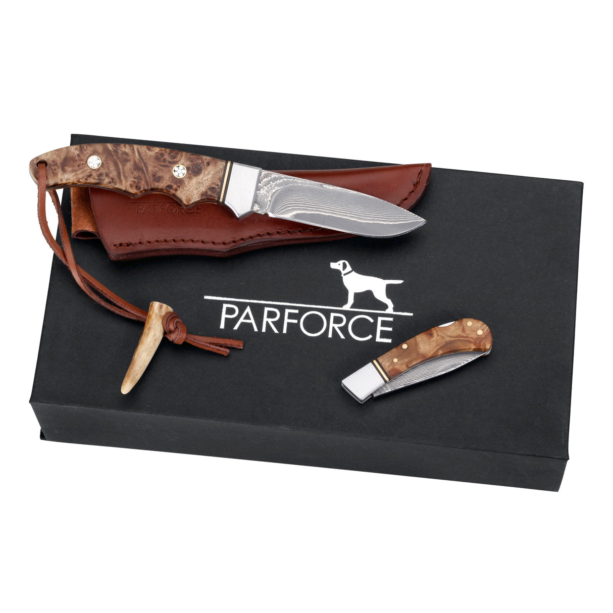 Parforce - Knivsæt i damaskusnøddetræ