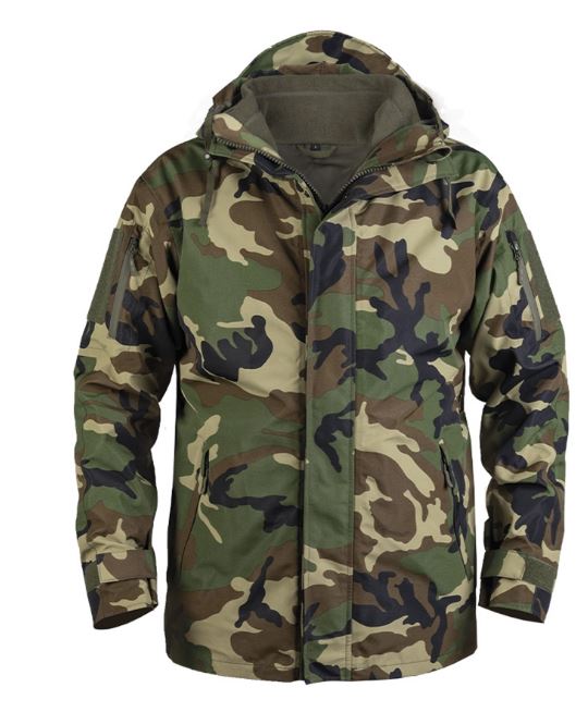 Mil-Tec Regnjakke med fleece Gen II - Woodland camo