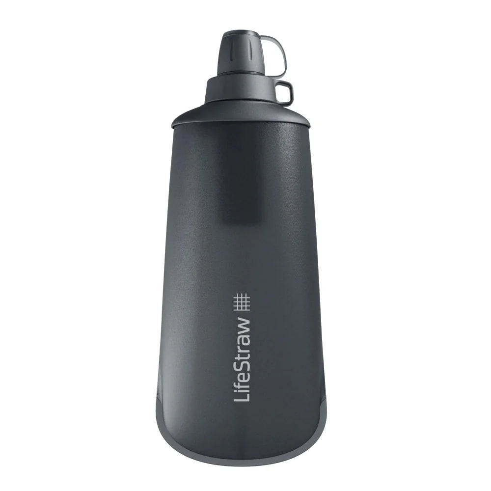 LifeStraw - Peak Squeeze Vandrensningsflaske 1L // Mørk Grå fra LifeStraw - billede nr. 1 hos GrejFreak.dk
