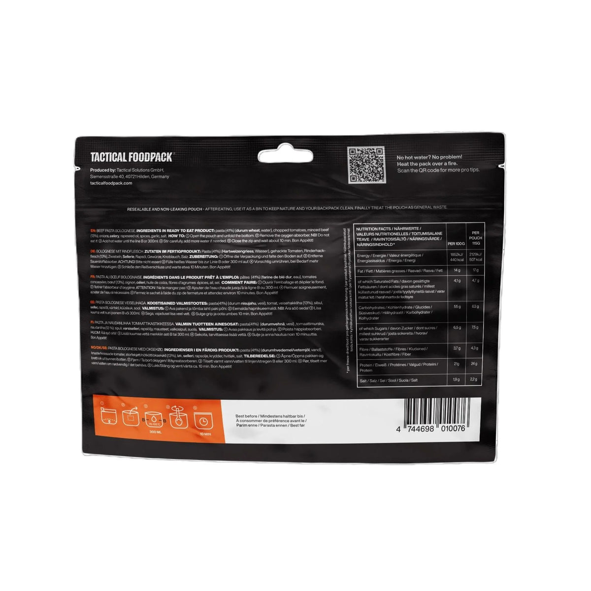 Tactical Foodpack - Oksekøds Pasta Bolognese