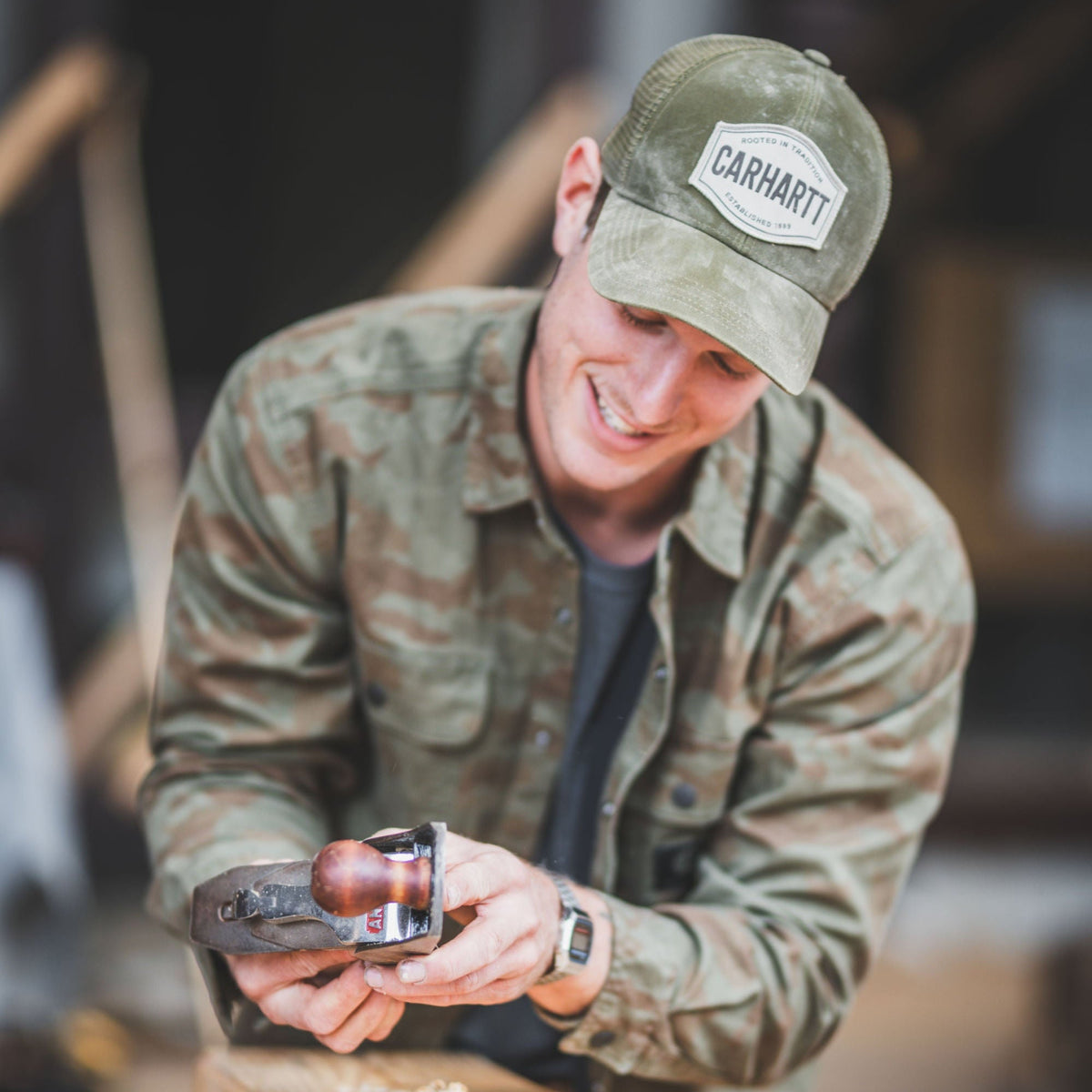 Carhartt - Canvas Fleece Foret Skjortejakke // Army Green Camo-3-XtraGrej