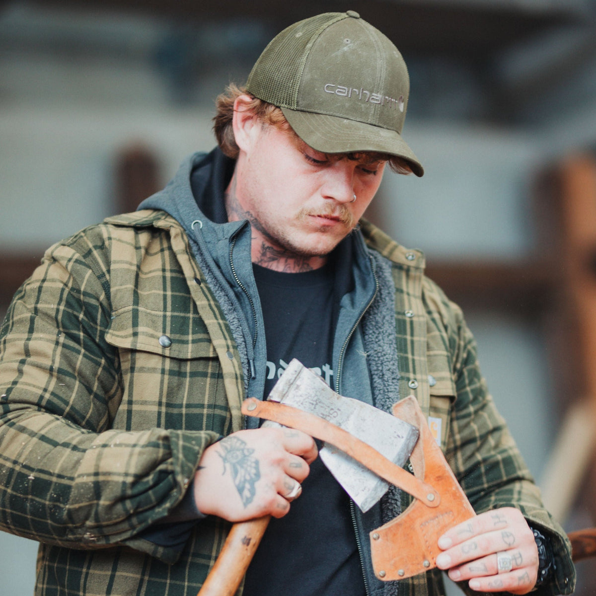 Carhartt - Flannel Sherpa Foret Skjortejakke // Night Fatigue-4-XtraGrej