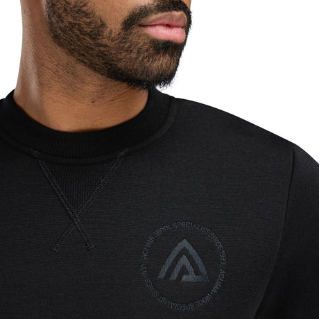 Aclima - FleeceWool Herre Crewneck // Jet Black-3-XtraGrej