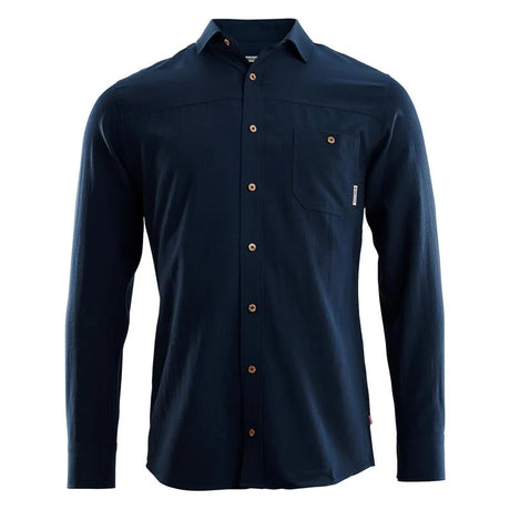 Aclima - LeisureWool Woven Herre Uldskjorte // Navy Blå-1-XtraGrej