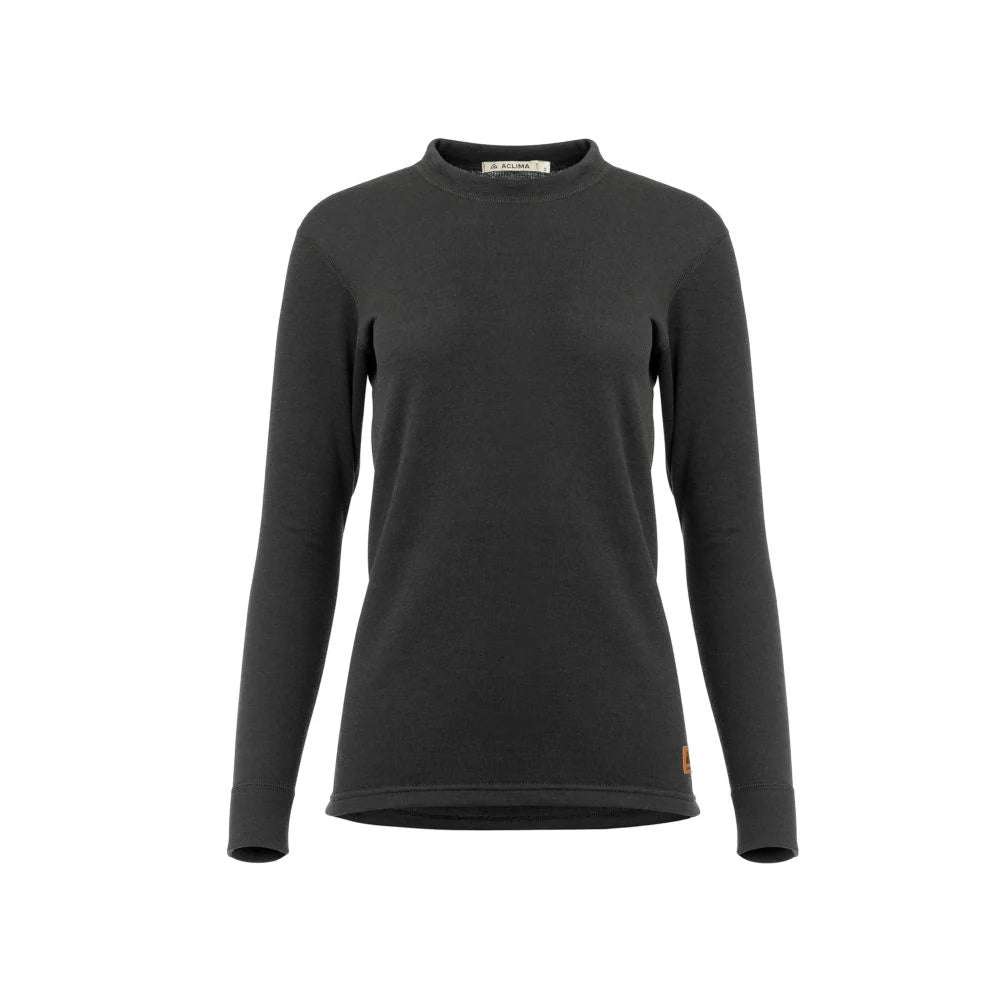 Aclima - WoolTerry 220g Dame Crew Neck // Sort-1-XtraGrej