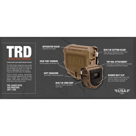 Atwood Rope MFG - TRD Taktisk Reb Dispenser 15 m // Sand-2-XtraGrej