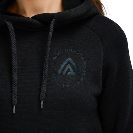 Aclima - FleeceWool Dame Hoodie // Jet Black-5-XtraGrej