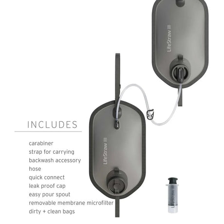 LifeStraw - Peak Series Gravity Vandfilter System 8L + 8L // Dark Mountain Gray-3-XtraGrej