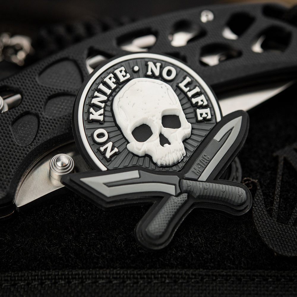 M-Tac patch No Knife - No Life 3D PVC svart och vit