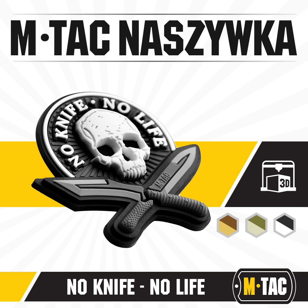 M-Tac patch No Knife - No Life 3D PVC svart och vit