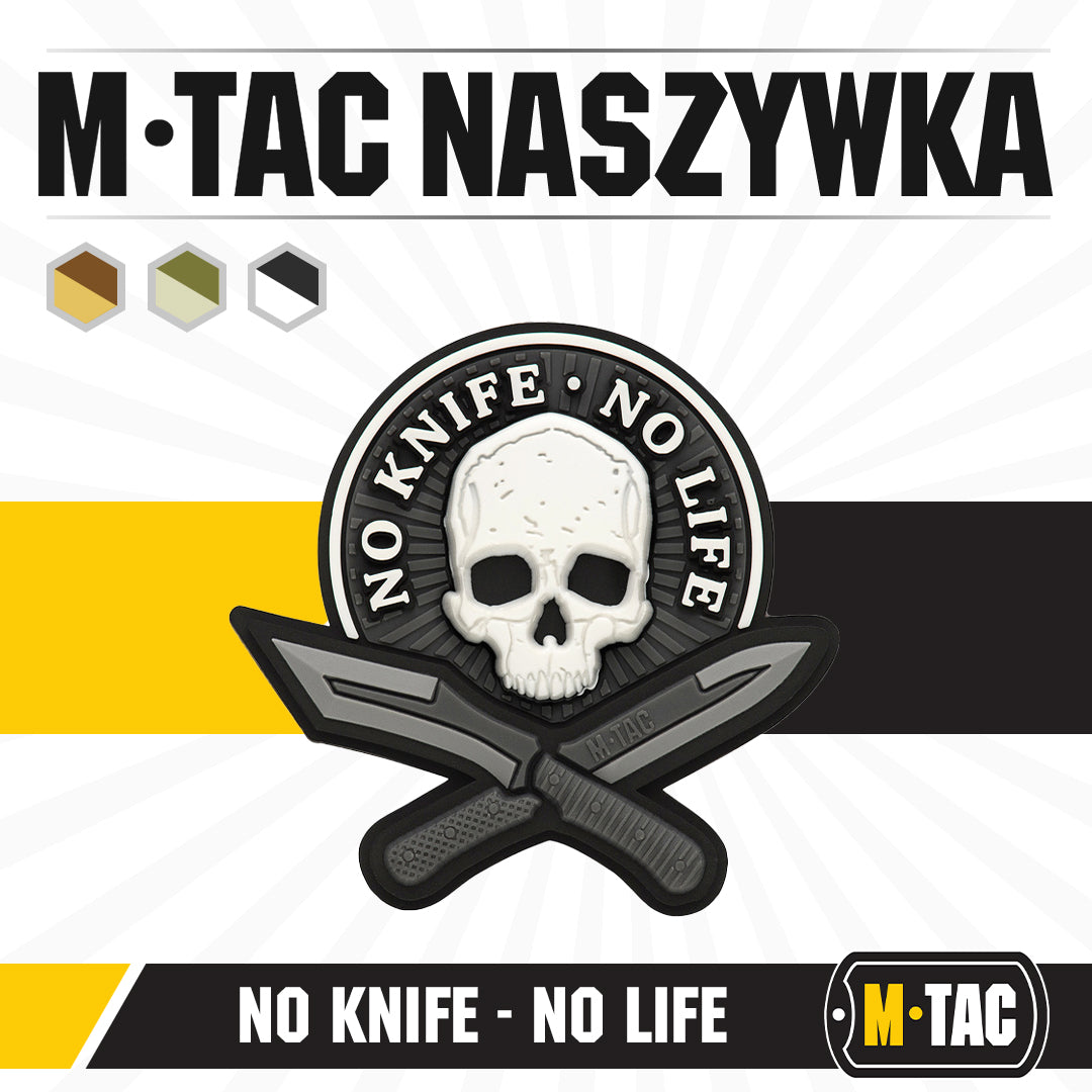 M-Tac patch No Knife - No Life 3D PVC svart och vit