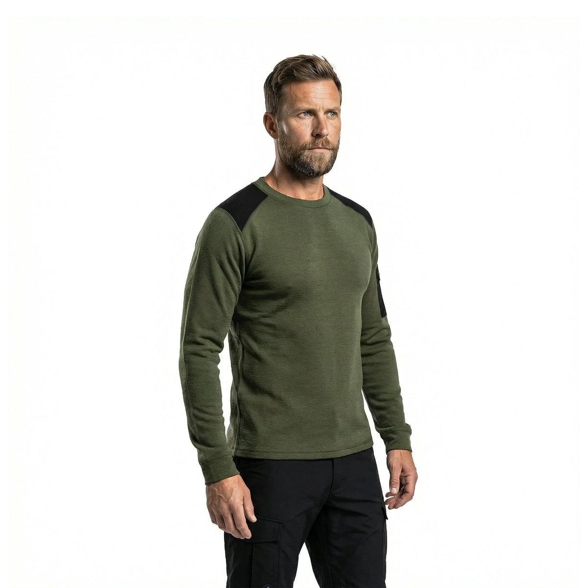 Marselis - Merino Crew Neck Trøje // Olivengrøn-2-XtraGrej