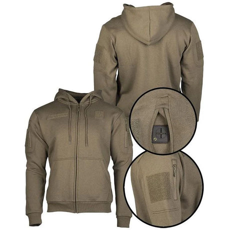 Mil-Tec - Tactical Hoodie Hættetrøje m. Lynlås // Olivengrøn-3-XtraGrej