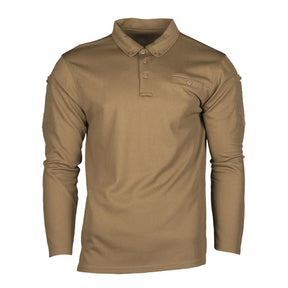 Mil-Tec - Tactical Quickdry Langærmet Herre Polo // Dark Coyote-1-XtraGrej