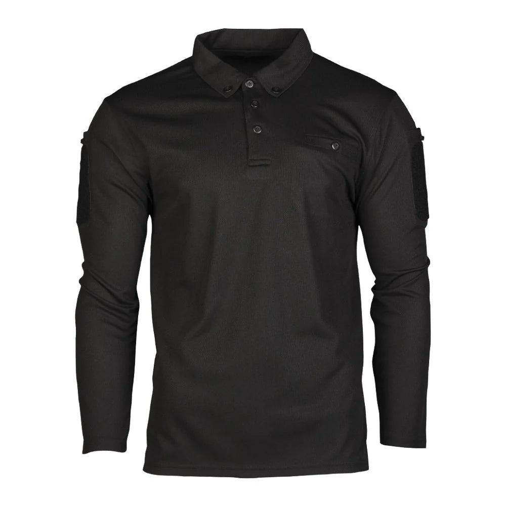 Mil-Tec - Tactical Quickdry Langærmet Herre Polo // Sort-1-XtraGrej