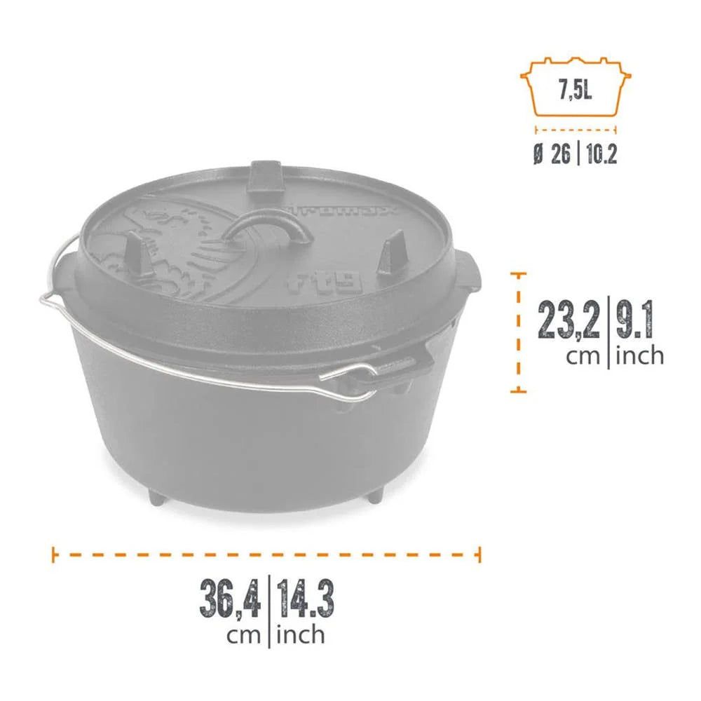 Petromax - Dutch Oven ft9 Støbejernsgryde 7,5L-2-XtraGrej