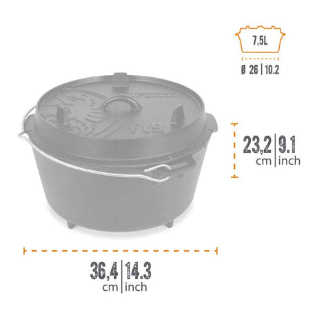 Petromax - Dutch Oven ft9 Støbejernsgryde 7,5L-2-XtraGrej