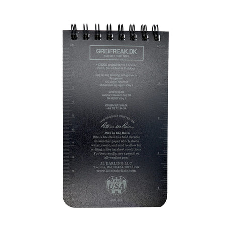 Rite In The Rain - Pocket Top Spiral m. GrejFreak.dk Logo 8 x 13 cm // Sort-2-XtraGrej
