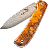 Parforce - Damaskus Foldekniv med Skæfte i Valnød