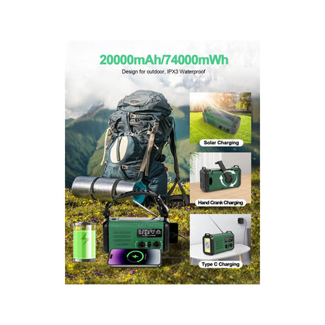 Sunny Hiker - Nødradio m. Powerbank 20.000 mAh-8-XtraGrej