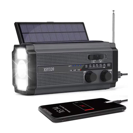 Sunny Hiker - Nødradio m. Powerbank 5.000 mAh (Kan bruge 3xAAA Batterier) // Sort-4-XtraGrej
