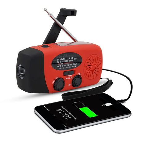 Sunny Hiker - Nødradio m. Powerbank 5.000 mAh // Rød-1-XtraGrej