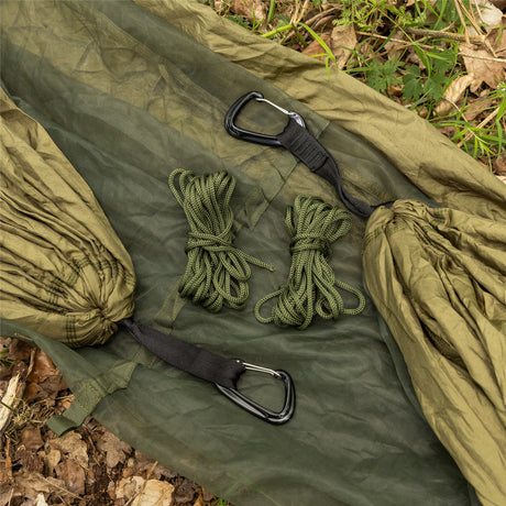 Sunny Hiker - Suspender Dobbelthængekøje m. Myggenet og Suspender-Straps // Grøn-7-XtraGrej