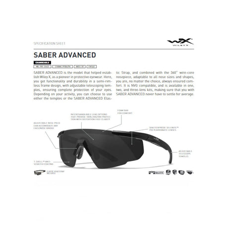 Wiley X - Saber Advanced Ballistiske Briller i Sort // 3 Linser - Grå/Orange/Pink-4-XtraGrej