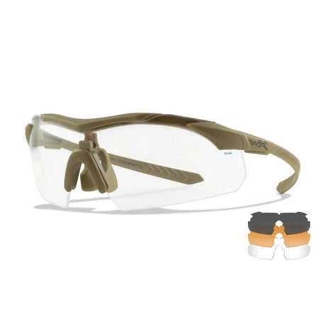 Wiley X - VAPOR COMM 2.5 Ballistiske Briller // Sandfarvet Stel - 3 Linser Grå/Klar/Orange-1-XtraGrej